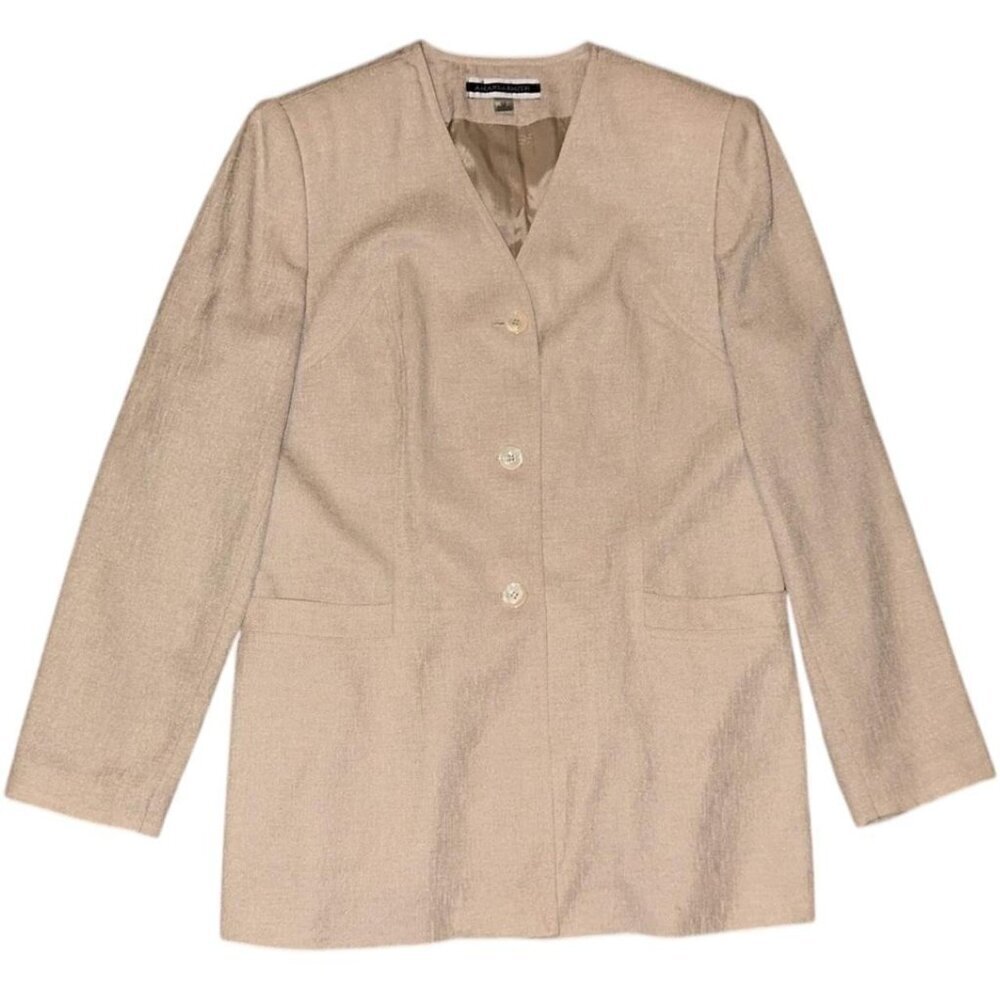 Amanda Smith Tan beige 100% wool blazer with 2 front pockets